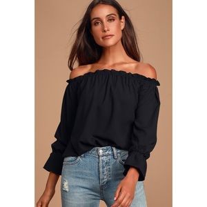 Lulus Black All In Good Fun Off Shoulder Top